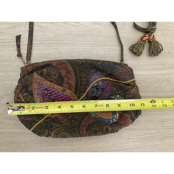 Vtg Carlo Fiori Patchwork Snakeskin Leather Crossbody Bag Italy Mobwife Retro - Picture 5 of 7